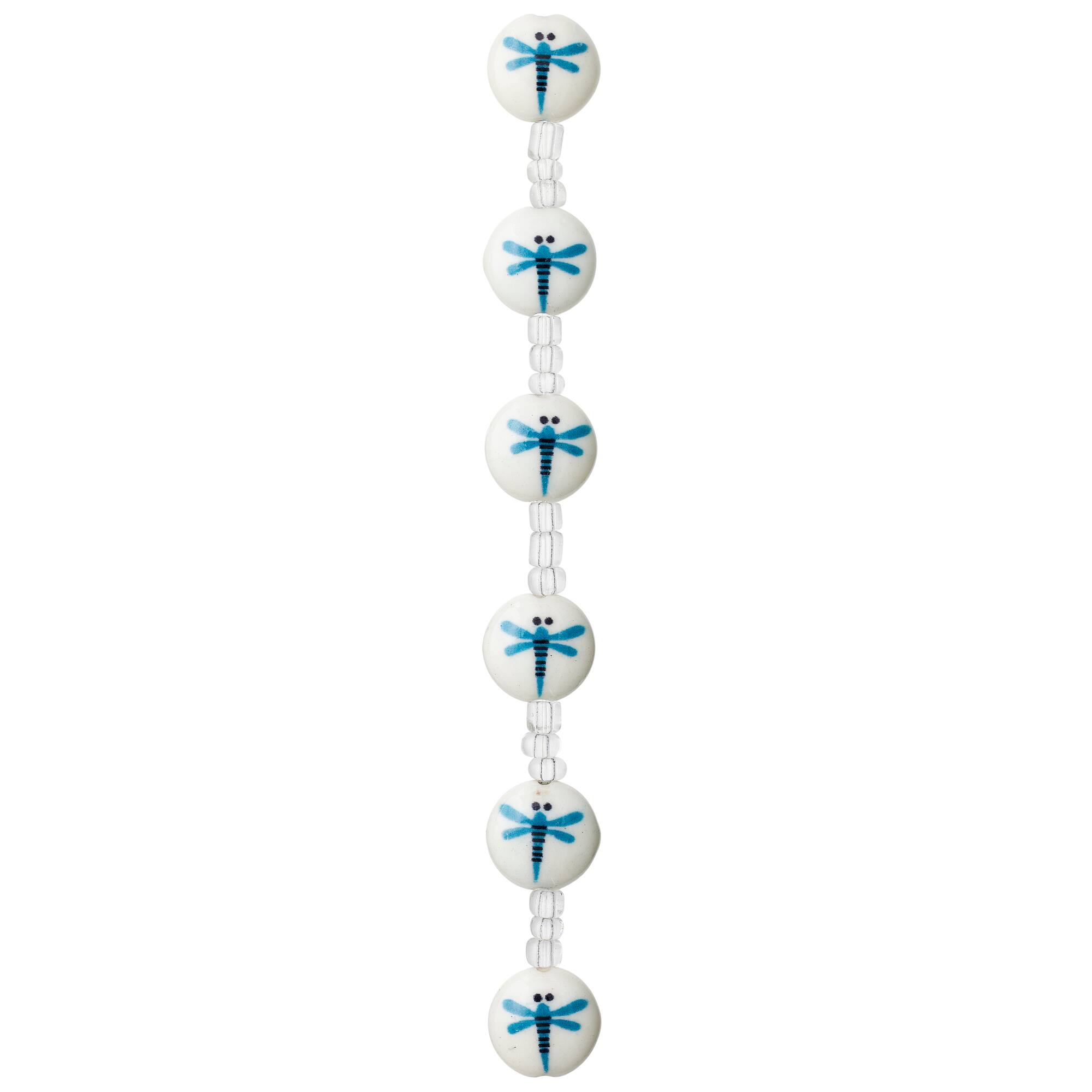 Small Dragonfly Lentil Glass Beads, 12mm by Bead Landing™